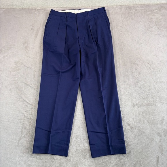 Ralph Lauren Purple Label Pleated Trouser Pants Blue Linen Blend Men 34x30 Italy